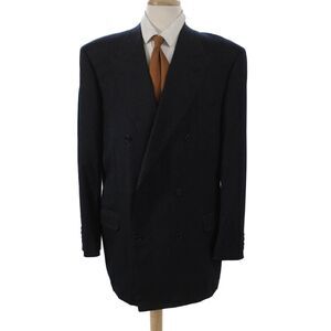 Canali Mens Blue Striped Wool Cashmere Blazer Size 56